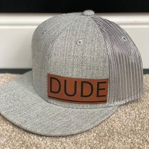 Kids Custom DUDE hat. Heather Grey Snap Back Hat.